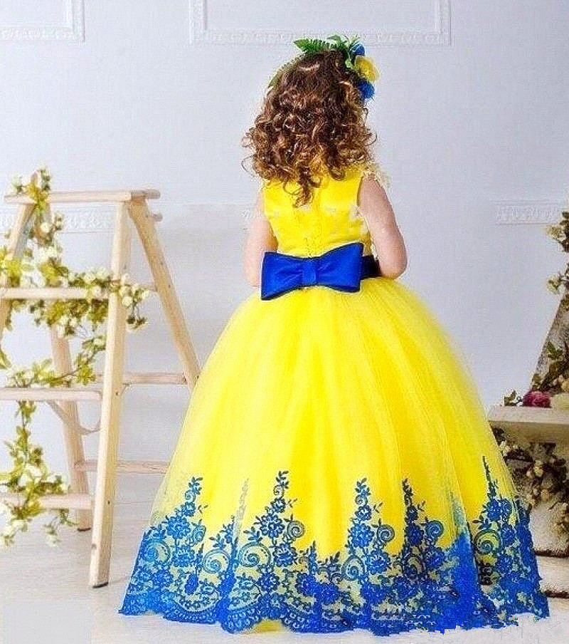 Wedding Lace Flower Girls Dresses Princess Backless Dresses Kids Girl's Pageant Dresses TuTu Dress Communion Dress New