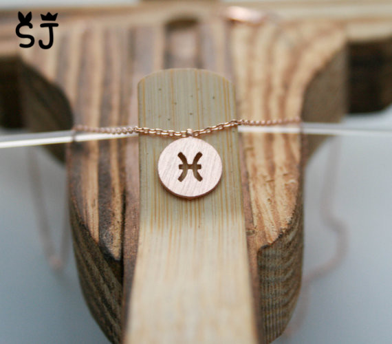 30PCS- N072 Zodiacal Pisces Necklace Zodiac Constellations Necklace Horoscope Astrology Signs Necklace Circle Disc Necklaces Coin Jewelry