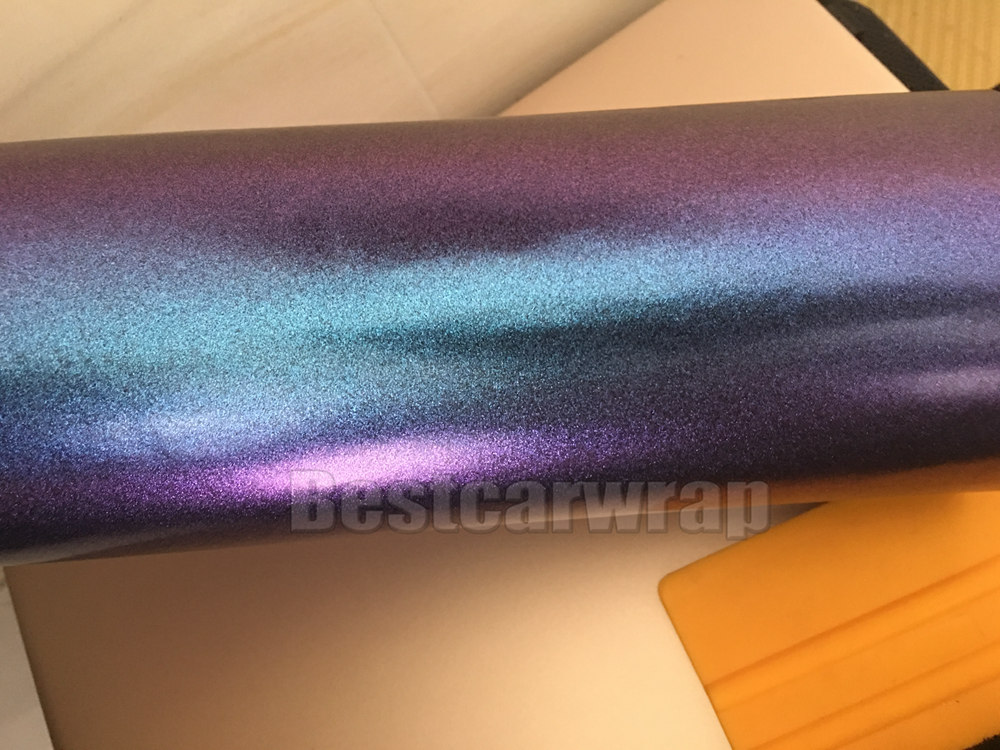 3D Blue to Purple Matte Chameleon metallic Vinyl Wrap With Air Bubble Free starlight Car Wrapping film FLIP FLOP 1.52x20m/Roll 4.98x66ft