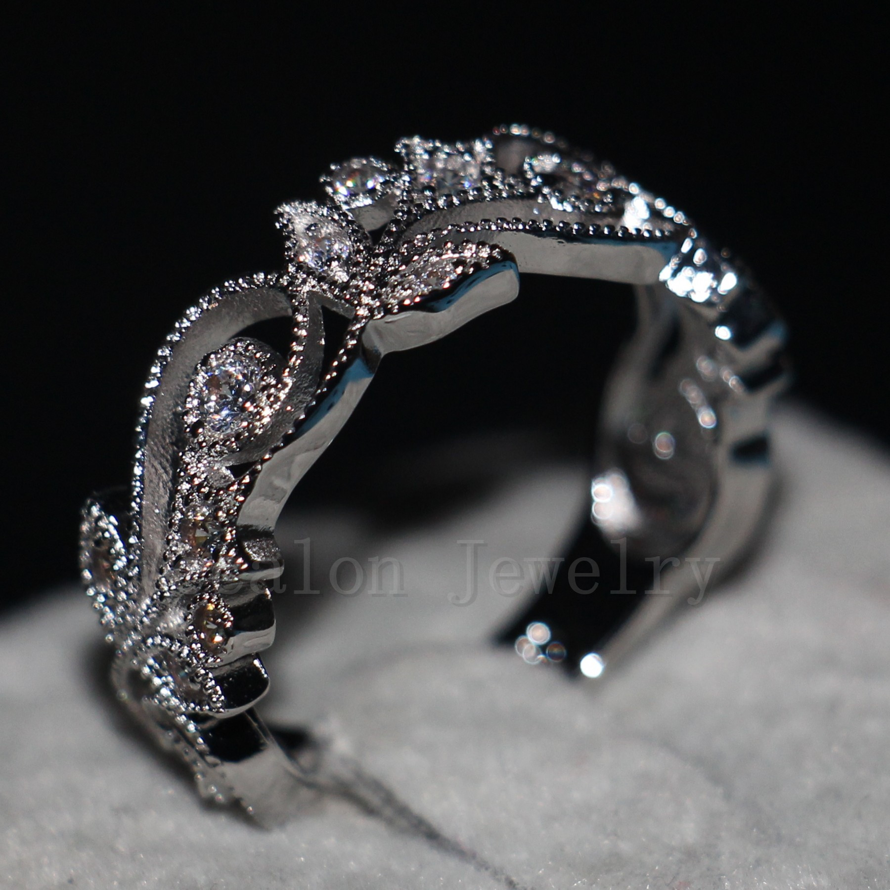 Vecalon Brand Flower Design Women Jewelry ring Topaz Cz diamond 925 Sterling Silver Engagement wedding Band ring for women Gift