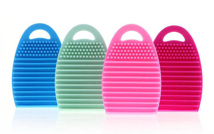TOP 4 Colors Brushegg Cleaning Makeup Washing Brush Silica Glove Scrubber Board Cosmetic Clean Tools for Travel Life