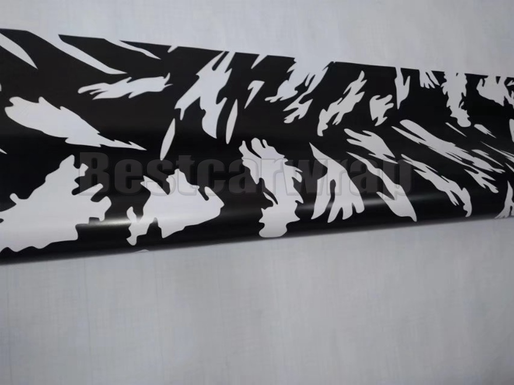 Black White Big Camoufalge Vinyl For Car Wrap With Air Release / air bubble free CAMO film for Truck boat graphics coating 1.52X30M (5x98ft)