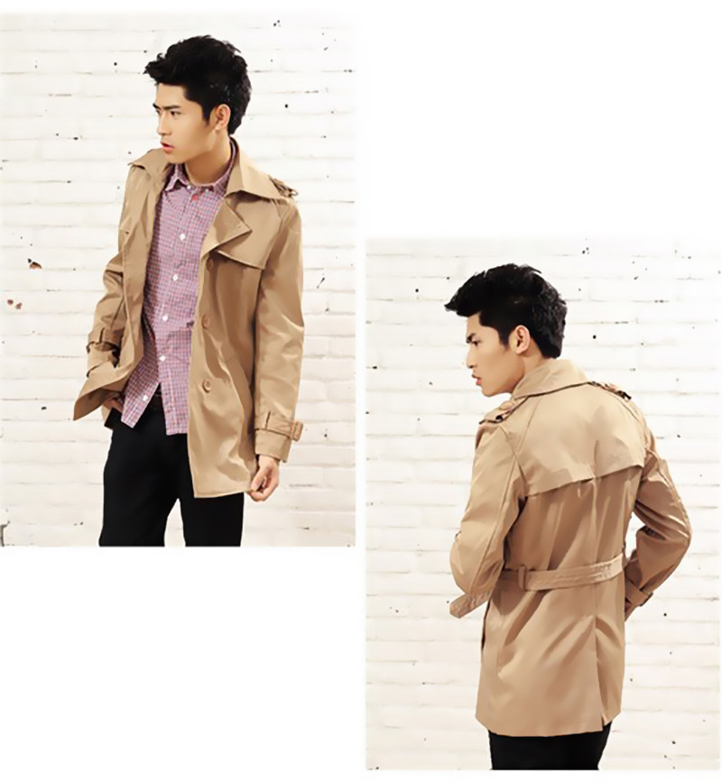 2016 Winter Charm Men Vintage Trench coat Elegant Man Windproof Coat Black,khaki M-4XL Classic Design Men Trench Coat