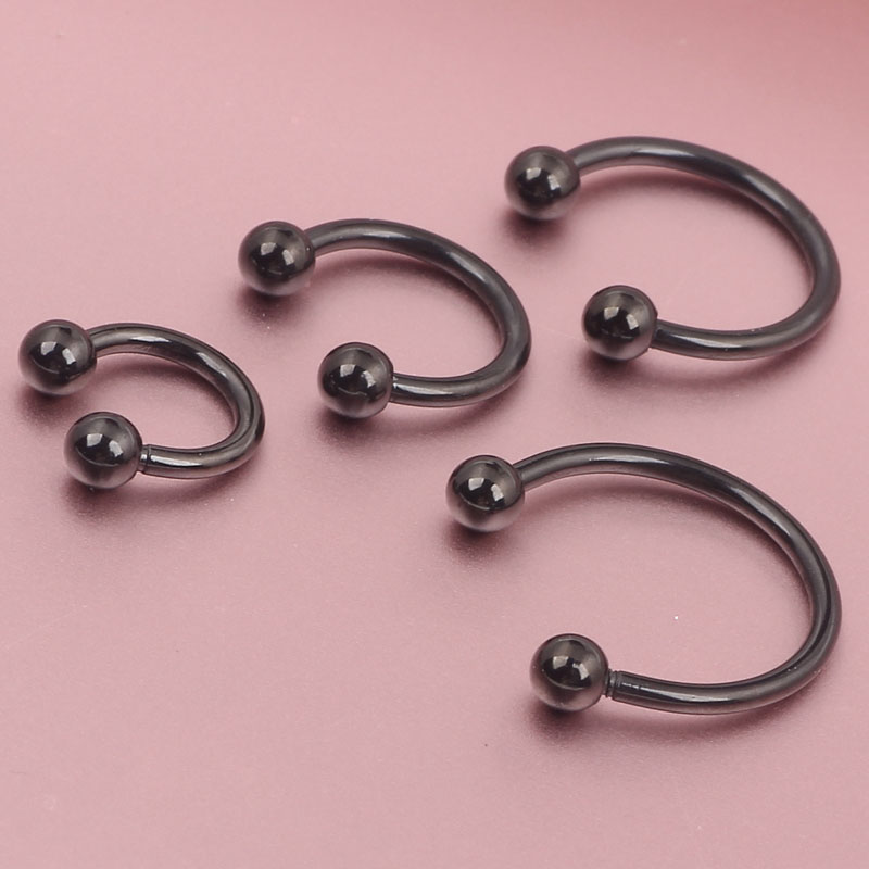 Anodized BLACK Horseshoe Bar Lip Nose Septum Ear Ring Various Sizes available Piercing Nose Body jewelry