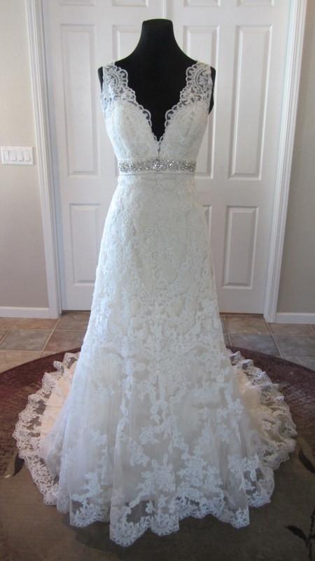 Lace V Neck Beaded Wedding Dress Appliques Backless Crystal Sash A-line Real Picture High Quality Bridal Gowns