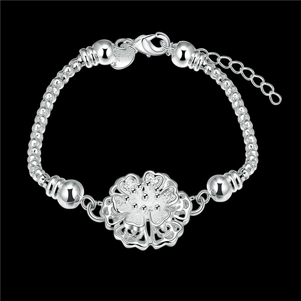 Hot sale gift 925 silver Double petals Bracelet DFMCH385,Brand new fashion 925 sterling silver Chain link gemstone bracelets high grade