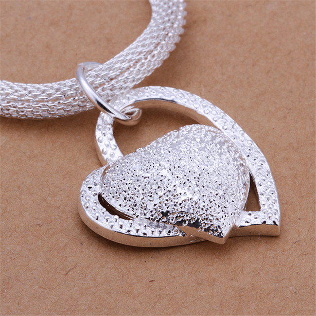 Hot sale Hanging double heart necklace sterling silver plate necklace STSN270,wholesale fashion 925 silver Chains necklace factory direct