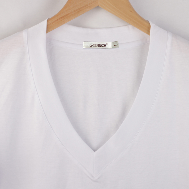 Wholesale-Undershirt for Men Dress Shirt Deep V Neck Fanila T Shirt for Camiseta Hombre 95% Cotton Ondergoed Sexy White S-XXXL G 2458