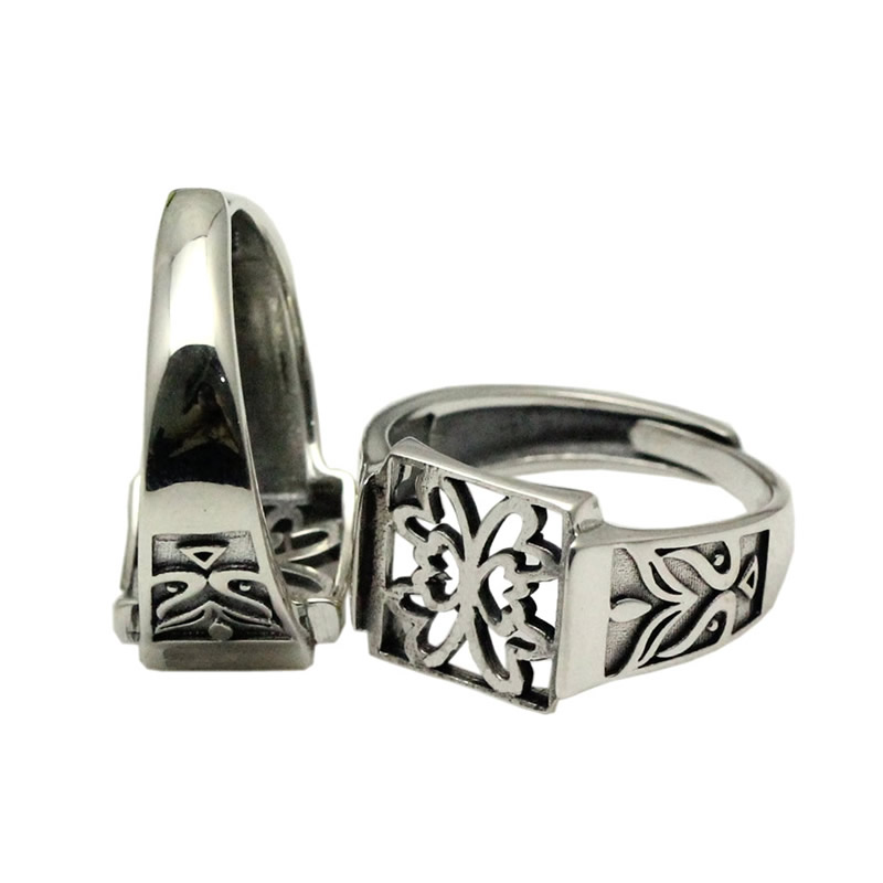Beadsnice Vintage Style Rings Thailand Silver Ring Setting 925 Sterling Silver Square Ring Base Wholesale Adjustable ID 34108