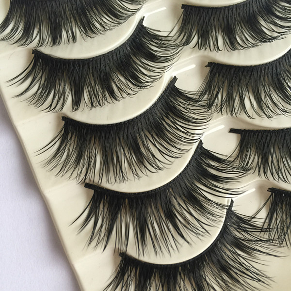 Fashion 5 Pairs Beauty Thick Makeup False Eyelashes Long Black Nautral Handmade Eye Lashes Extension
