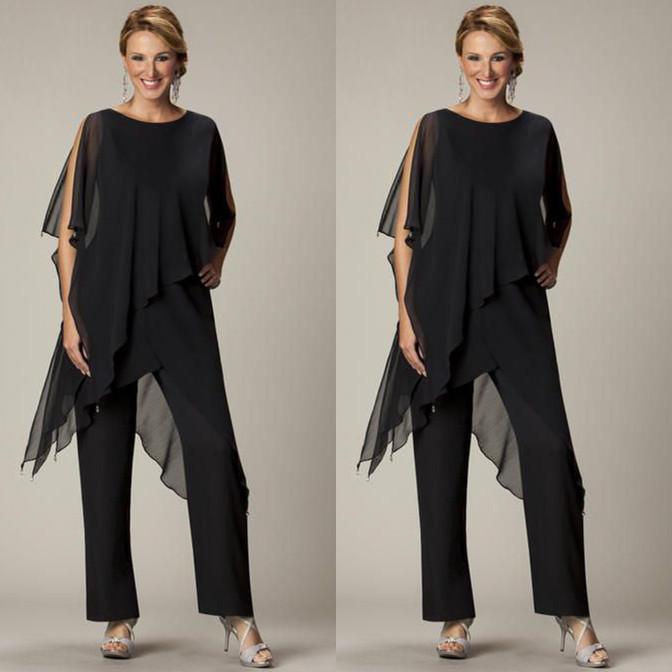 Cheap 2019 Two Pieces Pants Suits For Mother of The Bride Jewel Half Sleeve Plus Size Black Chiffon Evening Gowns Beach Wedding Party
Cheap 2019 Two Pieces Pants Suits For Mother of The Bride Jewel Half Sleeve Plus Size Black Chiffon Evening Gowns Beach Wedding Party