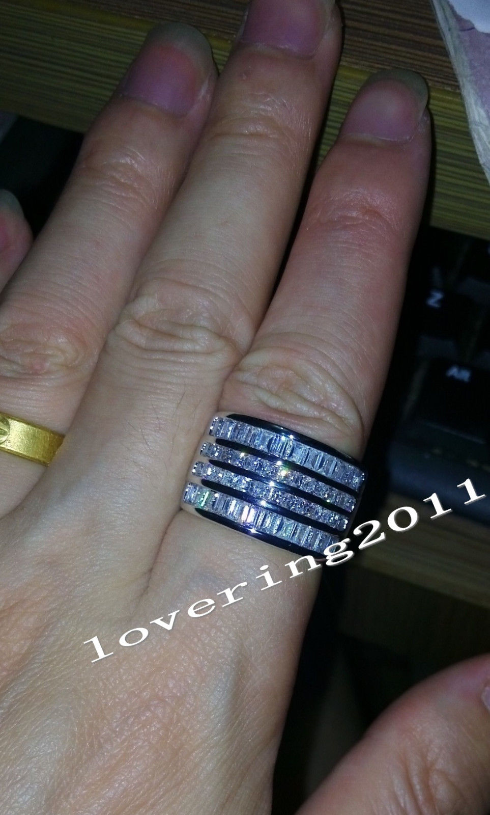 Wholesale Jewelry Free Luxury Jewelry Princess Cut 10ct Topaz Diamonique 10KT White Gold Filled Wedding Engagement Band Women Ring Size 6-9