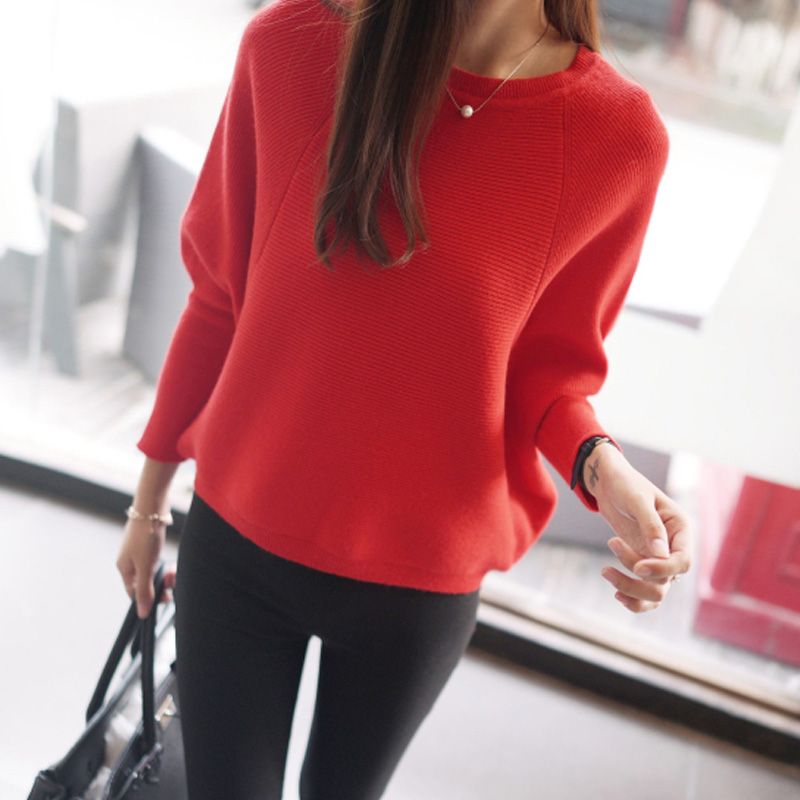 Wholesale- 2016 new women 's bat sweater casual large size loose sweater solid color sweater fashion pullover, Black
Wholesale- 2016 new women 's bat sweater casual large size loose sweater solid color sweater fashion pullover, Black
