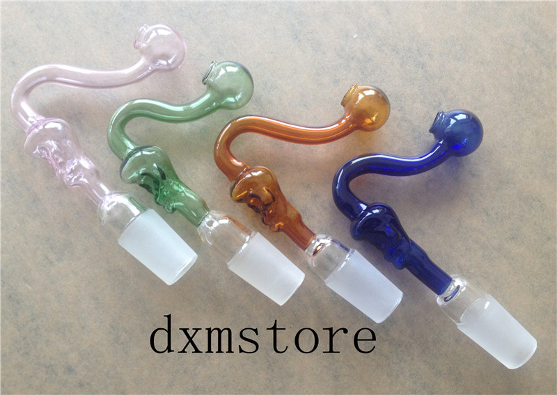 high quality Curved Skull glass oil burner 14mm 18mm tobacco Pipe Hand Pipes Oil Burner for Glass Bong male female oil burner pipe