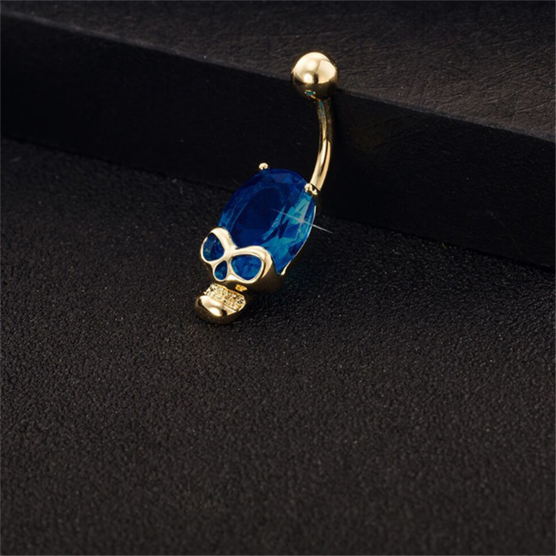 New Personality Jewelry Crystal Human Skeleton Navel Surgical Steel Rhinestone Body Navel Piercing Belly Button Rings Barbells Jewelry