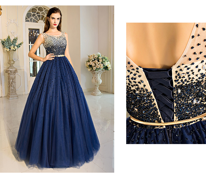 Glorious Navy Blue Ball Gown Prom Dress Major Beading Shining Sequins Quinceanera Dress Pageant Gowns Quinceanera Dresses