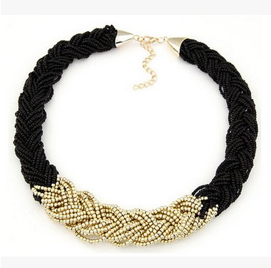 New Arrival Women Golden Rice beads Bib Statement Necklace Lady Jewelry Chokers Necklace For Party Giving Gifts Brand Design Christmas