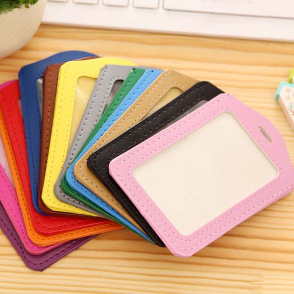 20pcs ID Badge Holder PU ID Card Accessories Holder Credit Card Bus Card Case Stationery School supplies With Lanyard Papelaria