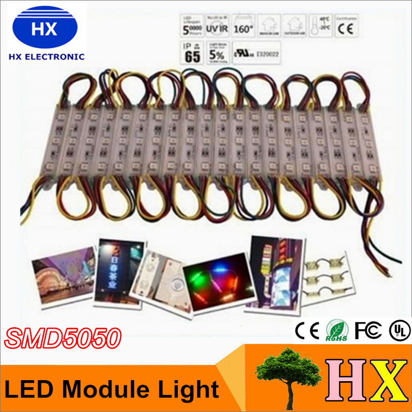 

DHL Free shipping RGB module light lamp SMD5050 IP65 waterproof LED modules sign LED back lighttters SMD 3 led 0.72W DC12V