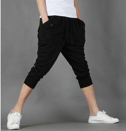 Wholesale- New Mens Harem Capri Casual Sport Athletic Baggy Gym Jogger Joggin Skinny Male Shorts Cotton Polyester Blends Short Pants