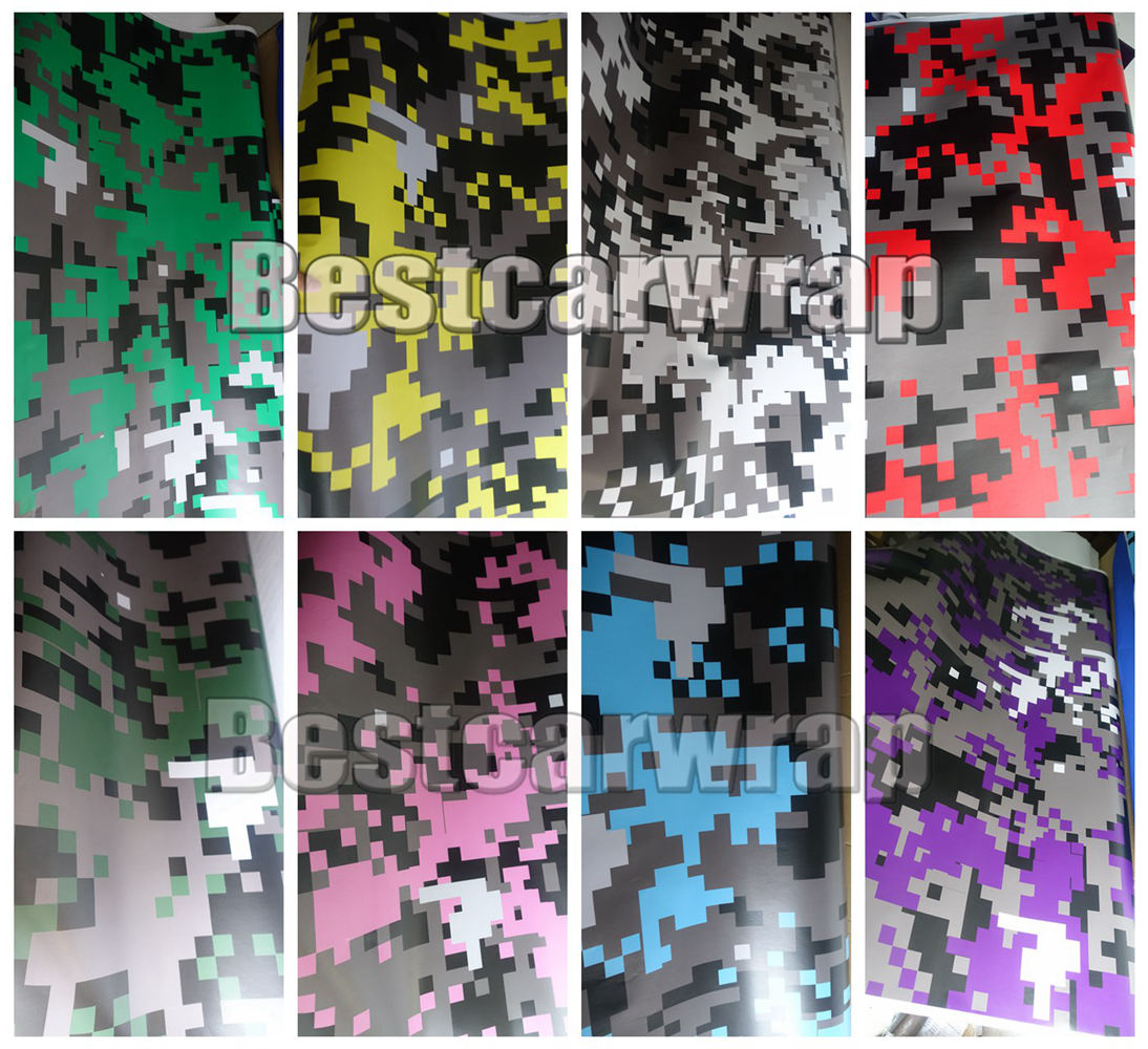 VARIOUS Colors Digital Camo Vinyl Car Wrap With Air release Tiger Camouflage Truck wraps covering styling Foil size 1.52x20m roll 5x67ft