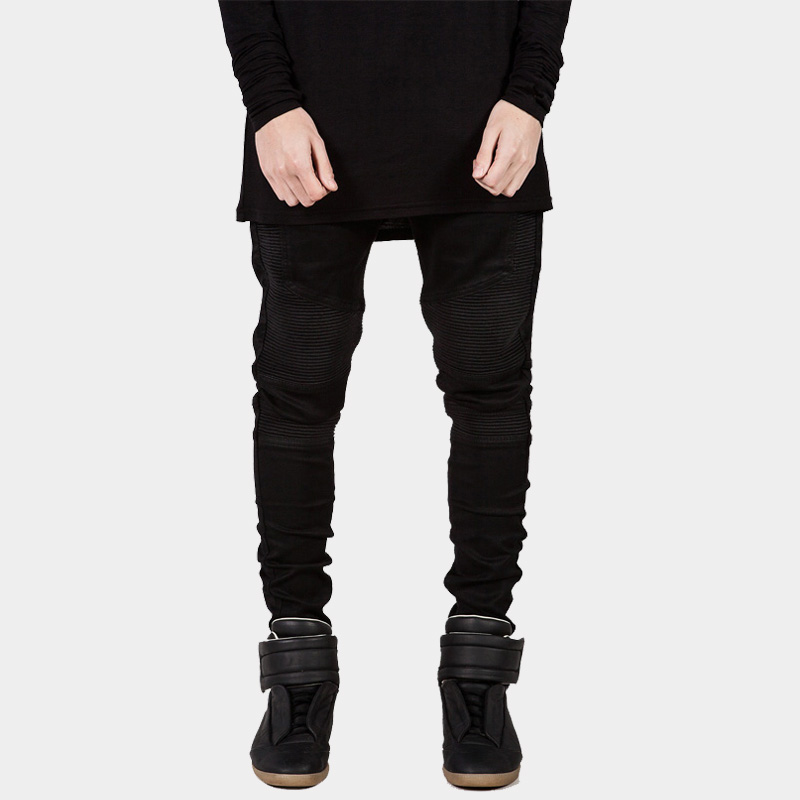 new mens Biker Jeans Motorcycle Slim Fit Washed yellow Black Grey Blue Moto Denim skinny Elastic Pants Joggers For Men jeans