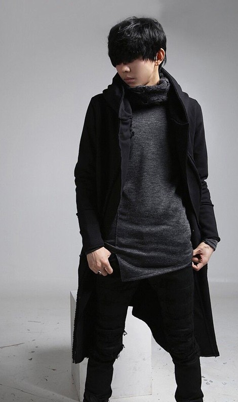 New fashion long trench coat men hip hop black long coat hoodie jacket mens casual wool overcoat hooded manteau homme cappotto