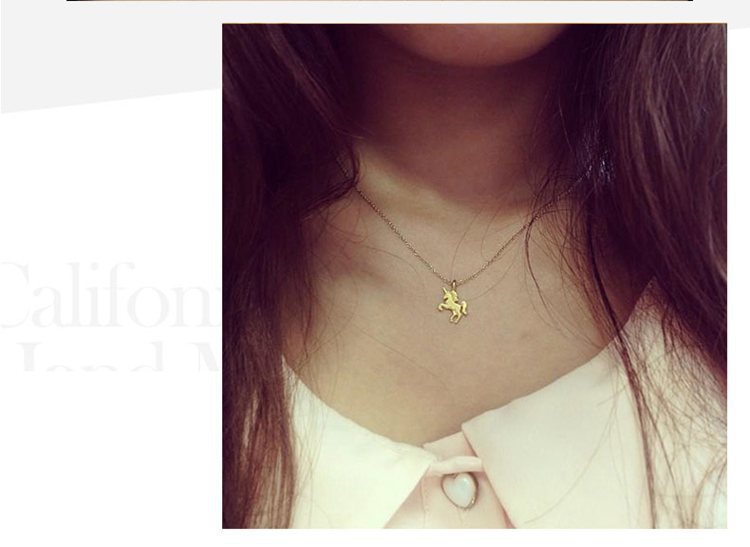 10PCS Fairy Tale Unicorn Necklace Animal Gold/Silver Unicorn Pendant Chain Necklace Jewelry Gift for Women
