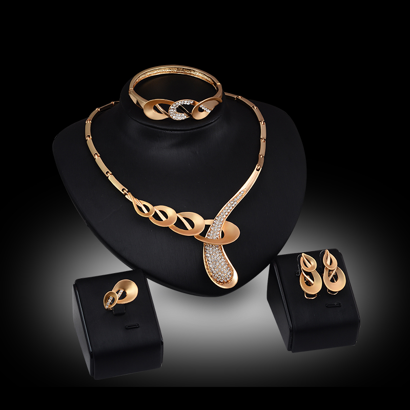 Earrings Necklaces Bangles Rings Jewelry Sets Women Rhinestone 18K Gold Plated Geometric Water Drop Style Wedding Jewelry 4-piece Set JS064
Earrings Necklaces Bangles Rings Jewelry Sets Women Rhinestone 18K Gold Plated Geometric Water Drop Style Wedding Jewelry 4-piece Set JS064