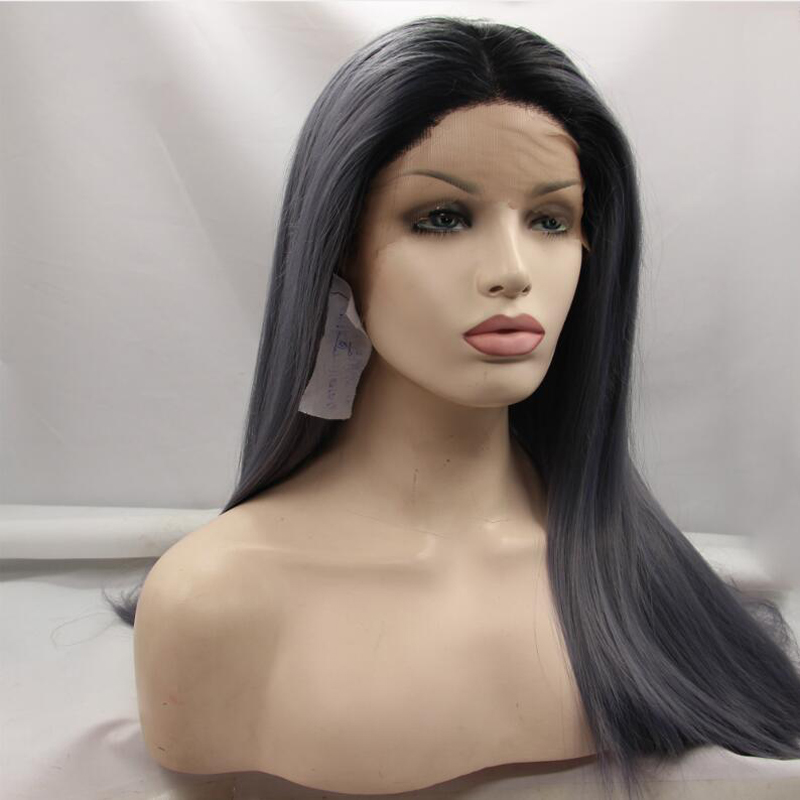 new Fashion synthetic Ombre dark boot grey wigs style synthetic lace front wigs womens frontal Lace wigs
