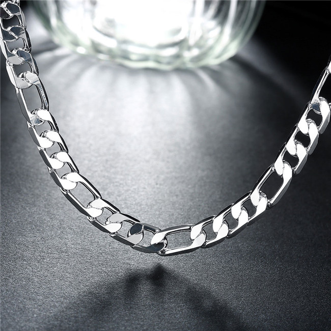 Hot sale 8MM flat horse whip necklace sterling silver plated necklace STSN018,fashion 925 silver Chains necklace factory sale christmas gift
