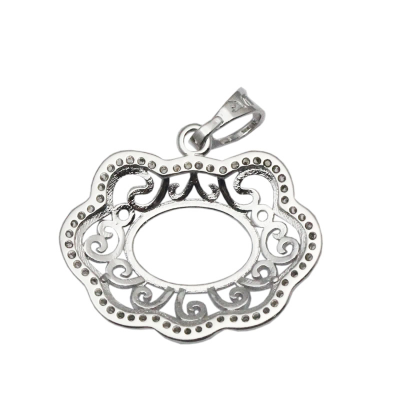 Beadsnice 9x13 Oval Stone Pendant Semi-mount Setting Sterling Silver Handmade Accessories Blank Pendant Base Cloud Shaped ID 34064