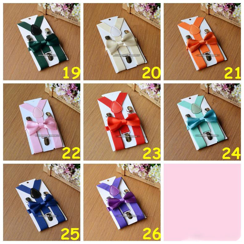26 Colors Kids Suspenders Bow Tie Set for 1-10T Baby Braces Elastic Y-back Boys Girls Suspenders Accessories Free Shipping