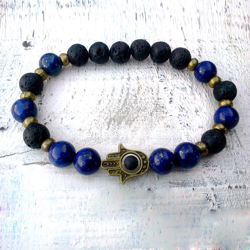 SN0295 Fashion Design Jewelry Lapis Lazuli Hamsa bracelet Lava Hamsa bracelet Lapis and Lava Man Good Luck bracelet, Black
SN0295 Fashion Design Jewelry Lapis Lazuli Hamsa bracelet Lava Hamsa bracelet Lapis and Lava Man Good Luck bracelet, Black