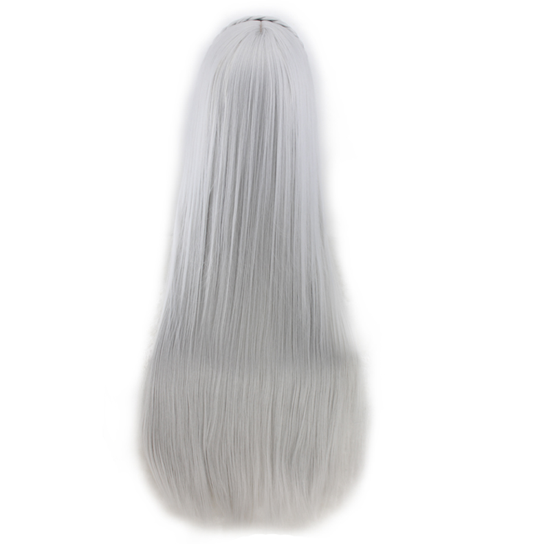 WoodFestival long straight wig with bangs Life in a different world from zero emilia cosplay anime wig grey have braid fiber hair wigs