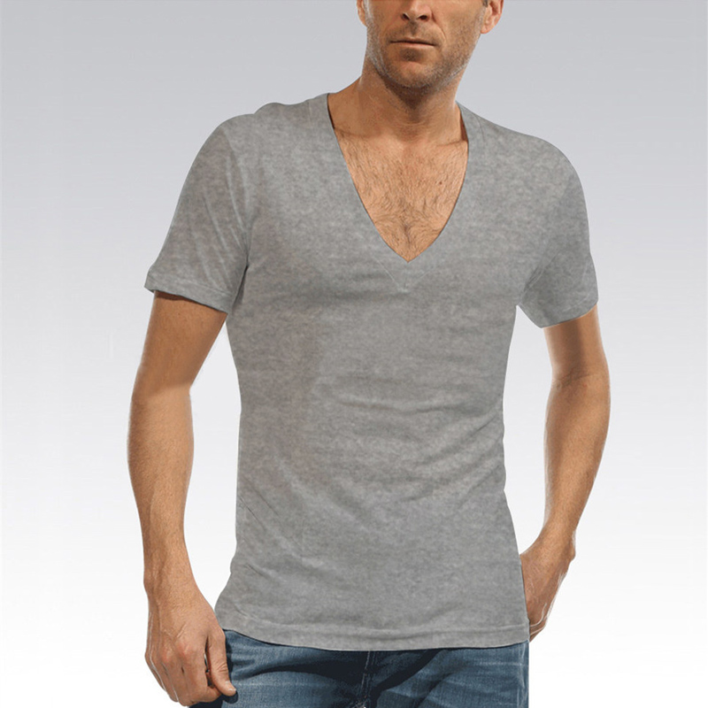 Wholesale-Undershirt for Men Dress Shirt Deep V Neck Fanila T Shirt for Camiseta Hombre 95% Cotton Ondergoed Sexy White S-XXXL G 2458