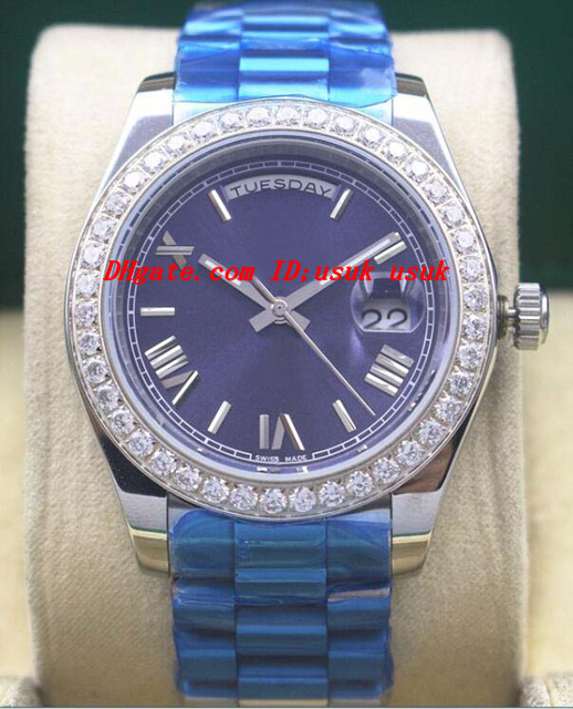 Luxury Watches Roman Diamond Bezel Watch Blue Dial Chest 41mm Automatic Fashion Brand Mens Watch Wristwatch