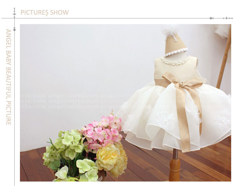 Champagne Summer Sleeveless girls Tutu Dresses For Wedding,Girl Christening Gown,infant birthday outfit Princess