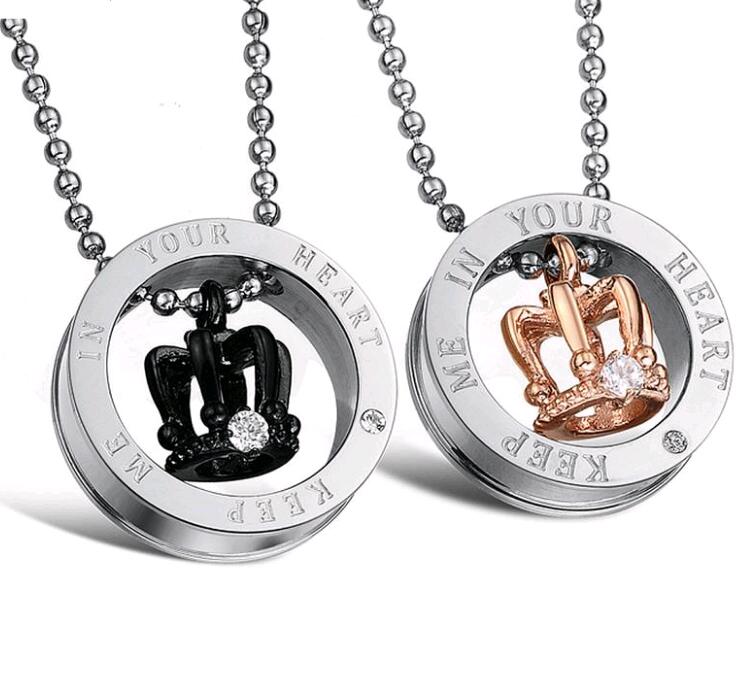 Stainless Steel Jewelry Couple Pendant Necklace Crown Circle Letter KEEP ME IN YOUR HEART Necklaces for Men Women Wholesale
Stainless Steel Jewelry Couple Pendant Necklace Crown Circle Letter KEEP ME IN YOUR HEART Necklaces for Men Women Wholesale