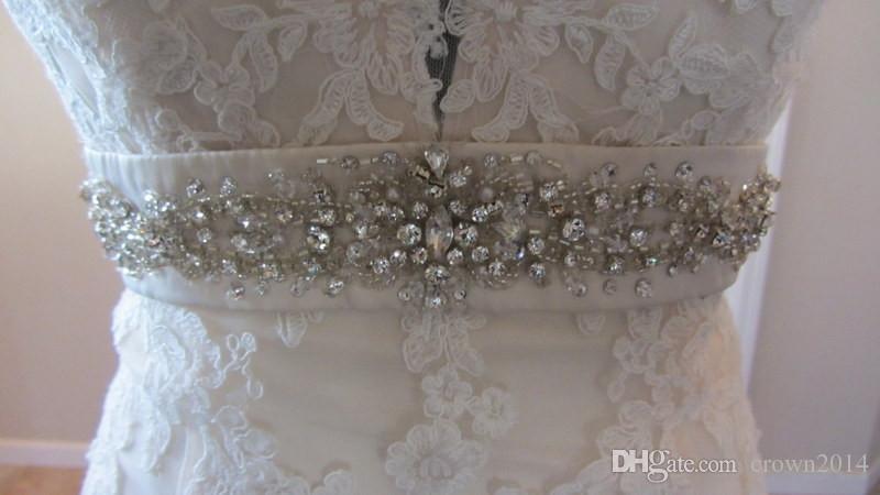 Lace V Neck Beaded Wedding Dress Appliques Backless Crystal Sash A-line Real Picture High Quality Bridal Gowns