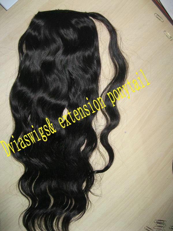 Body Wave Human Hair Drawstring Ponytail Clip In Brazilian Remy Hair Ponytail Natural Color dark brown color 2 Pony Tail For Women braids hairpiece