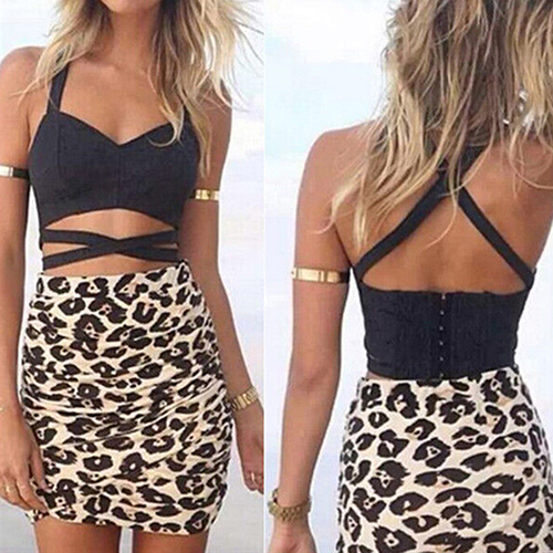 Wholesale-Women's Backless Crossing Tank Tops Bustier Bra Bralette Blouse Vest Crop Top 6RDO 7G3Q