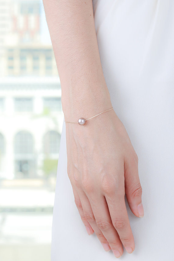 10PCS- B045 Simple Whiet or Ivory Pearls Bracelet Cute Circle Round Pearl Bracelets with Gold Silver Chain for Women Wedding Party