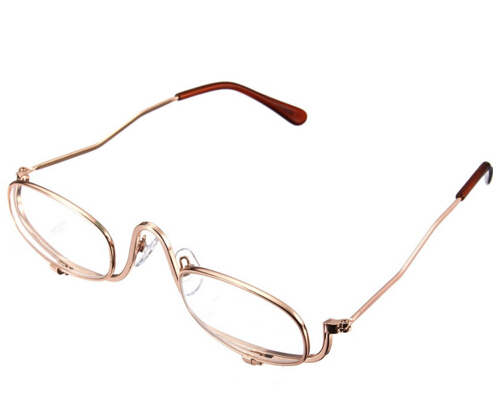 Good Quality Magnifying Make Up Eye Fold Glasses Spectacles Cosmetic Eye Reading glasses With Pouch Flip Down Lens Flip