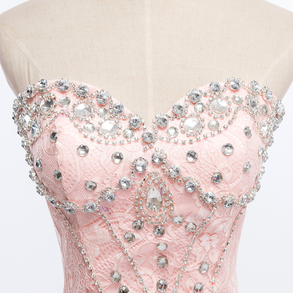 Beaded Crystal Organza Tulle Homecoming Dresses With Lace Top 2018 Sweetheart Short Prom Dresses Party Gowns Lace Up