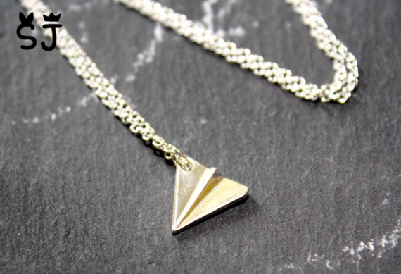 30PCS Gold Silver Origami Plane Necklace Paper Plane Necklace Tiny Aircraft Airplane Necklaces Jewelry for women