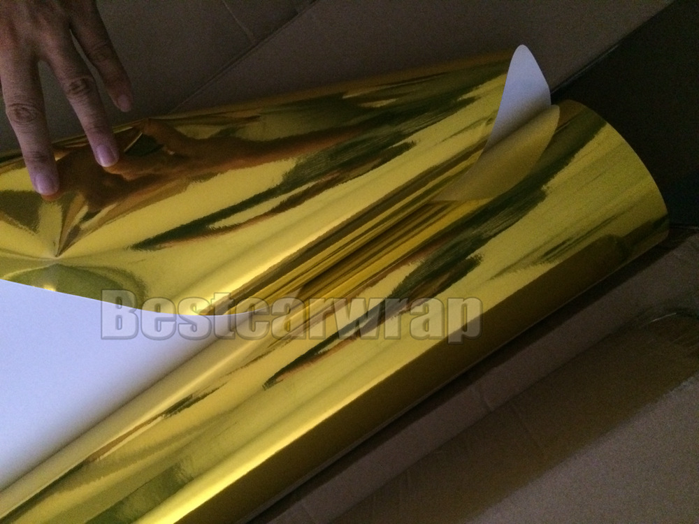 High stretch Chrome gold Vinyl Wrap Full Car Wrapping Mirror with Air Bubble Free Vehicle Covers graphis 1.52*20M/Roll 5x65ft