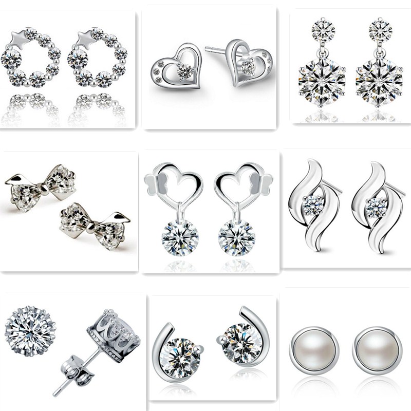 Mix style 925 silver plated earrings natural crystal wholesale fashion jewelry for women heart crown bow stud earrings
Mix style 925 silver plated earrings natural crystal wholesale fashion jewelry for women heart crown bow stud earrings