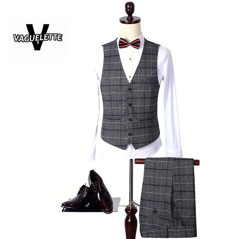 Wholesale-(Blazer+Pants+Vest) Light Luxury Costume Homme Gentlemen Formal Plaid Mens Suit Imported Clothing Wedding Suit For Men M-5XL