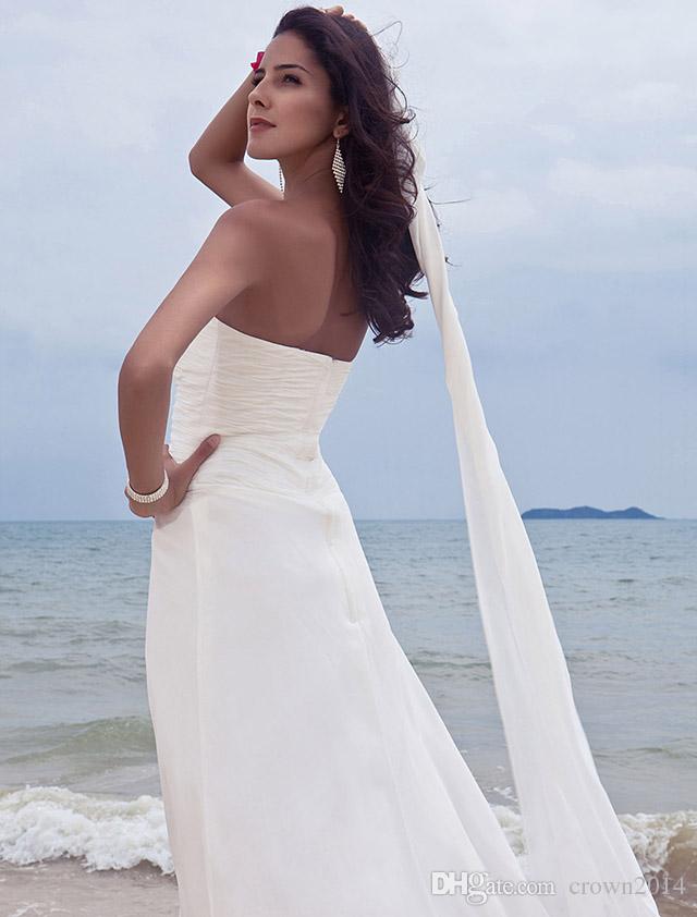 Summer Chiffon Beach Wedding Dress with Sweetheart Beaded Sheath Ankle Length Pleated Backless Bridal Gowns vestido de novia